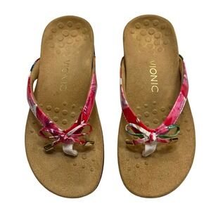 Vionic Bella Floral Coastal Beachy Orthotic Comfort Flip Flop Sandals Size 6